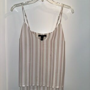Forever 21 Cream Striped Spaghetti-Strap Cami with Blush Accents